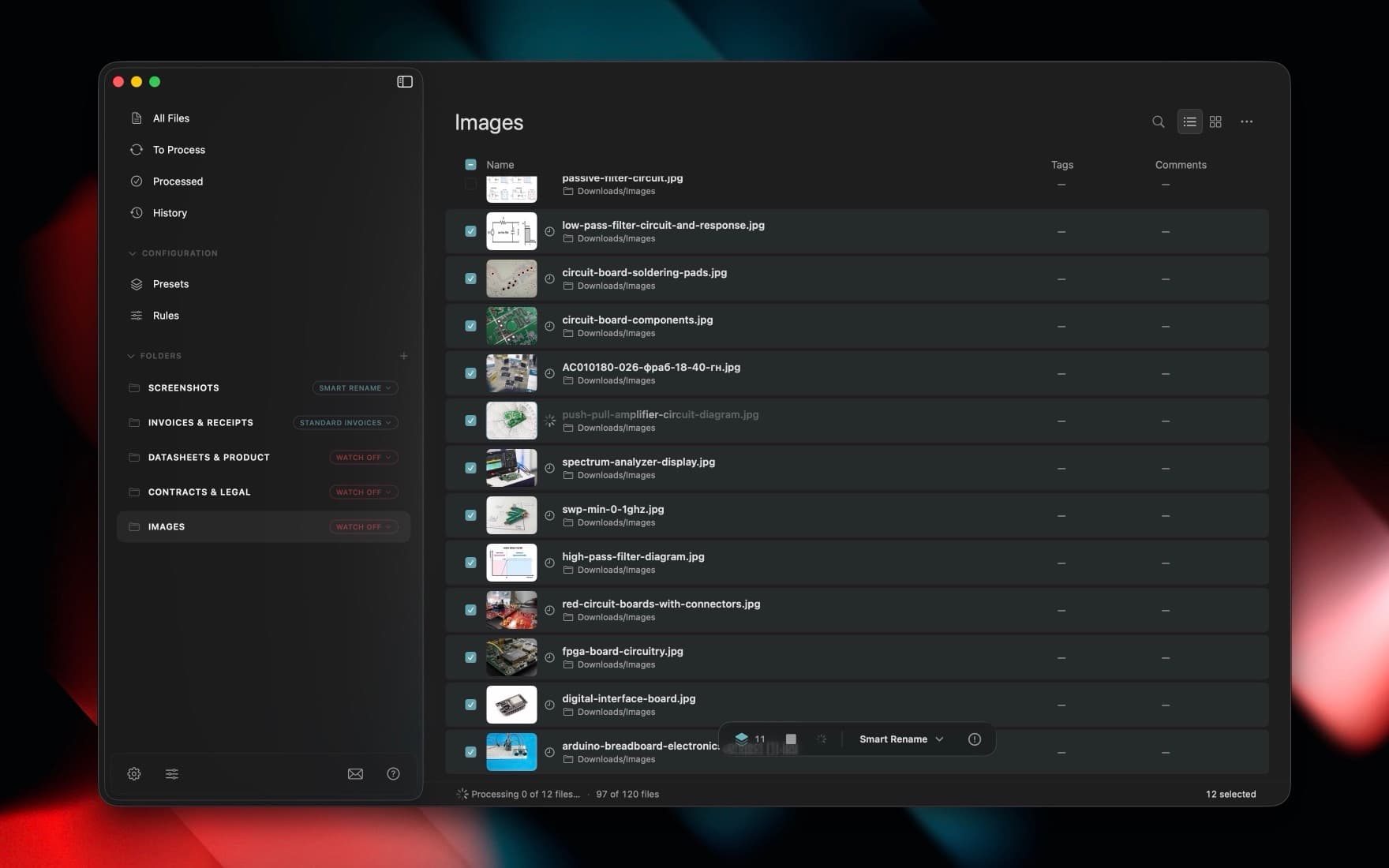 NameQuick preview showing AI-generated filenames for pictures and screenshots