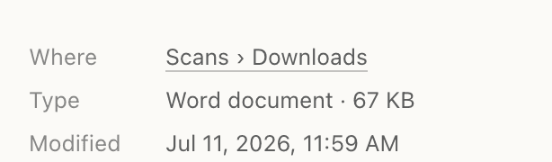 NameQuick's details pane for a renamed file, showing its original modified date.