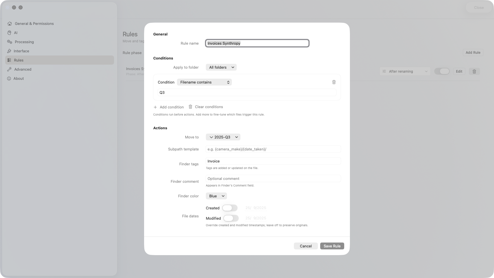 Automation Rules for Watch Folders